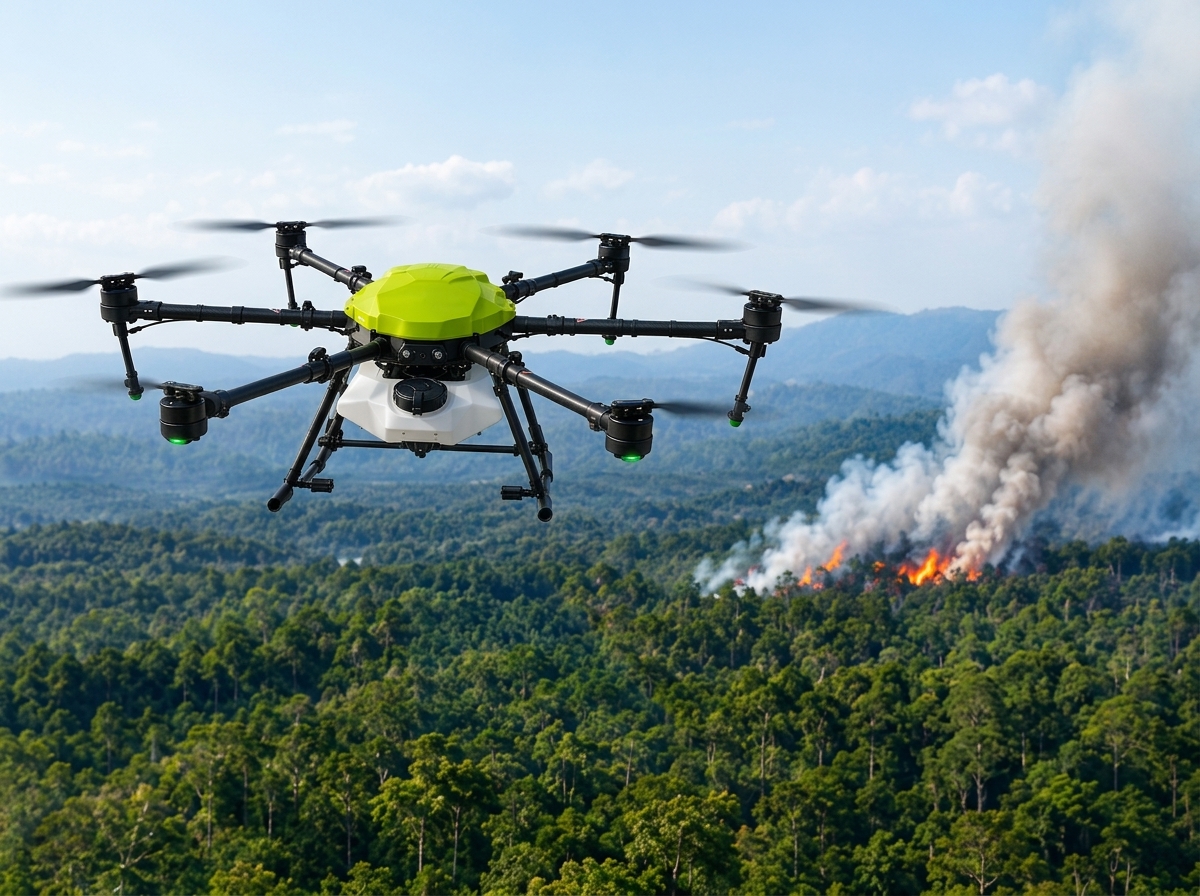 Drone thermal untuk karhutla memantau area hutan