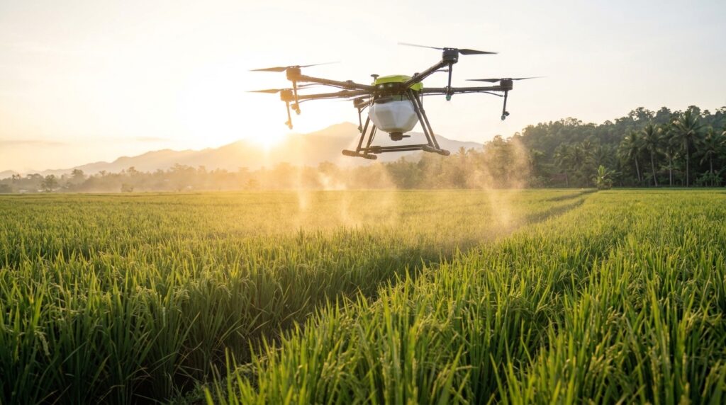 Dampak cuaca panas terhadap penyemprotan drone pertanian di lahan tanaman